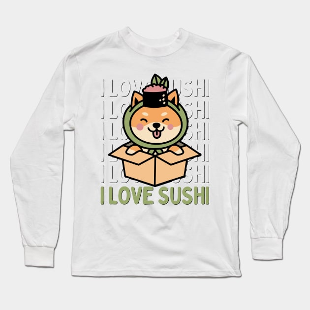 I love Sushi Cute Kawaii Sushi Animal Life is better eating sushi ramen Chinese food addict Long Sleeve T-Shirt by BoogieCreates